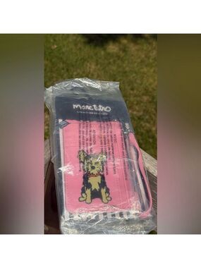 NEW Marc Tetro Yorkie Graphic Pink Card Wristlet Card Holder Wallet NWT
